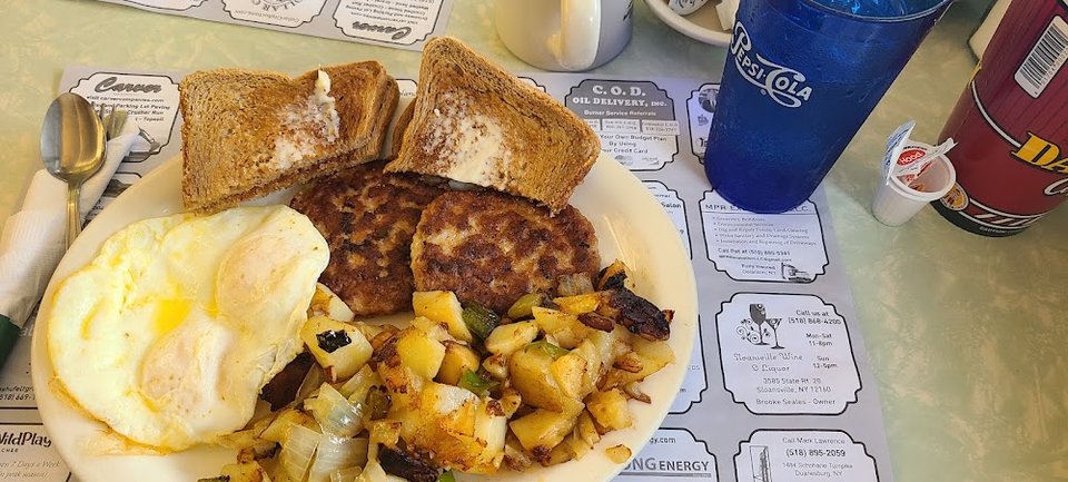 Eggs Home Fries Sausage and Toast